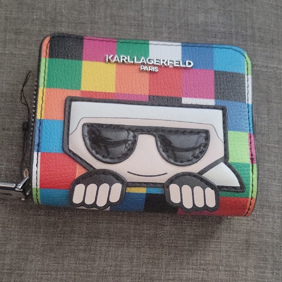 Authentic Karl Lagerfeld Paris Womens Black Multicolor  Karl Lagerfeld Multicolor Wallet